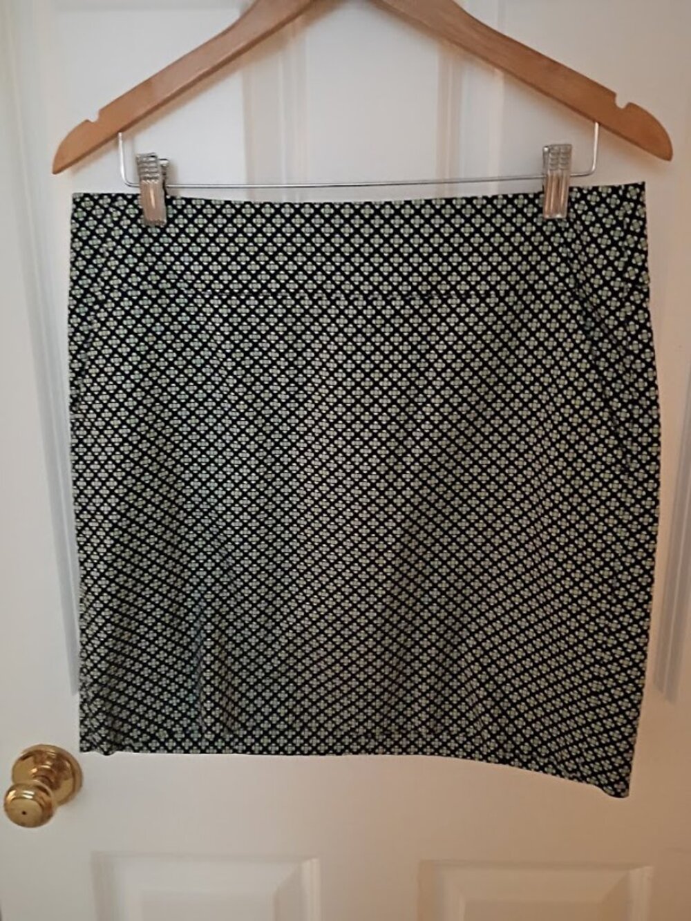 Navy and Green geometric pattern short skirt